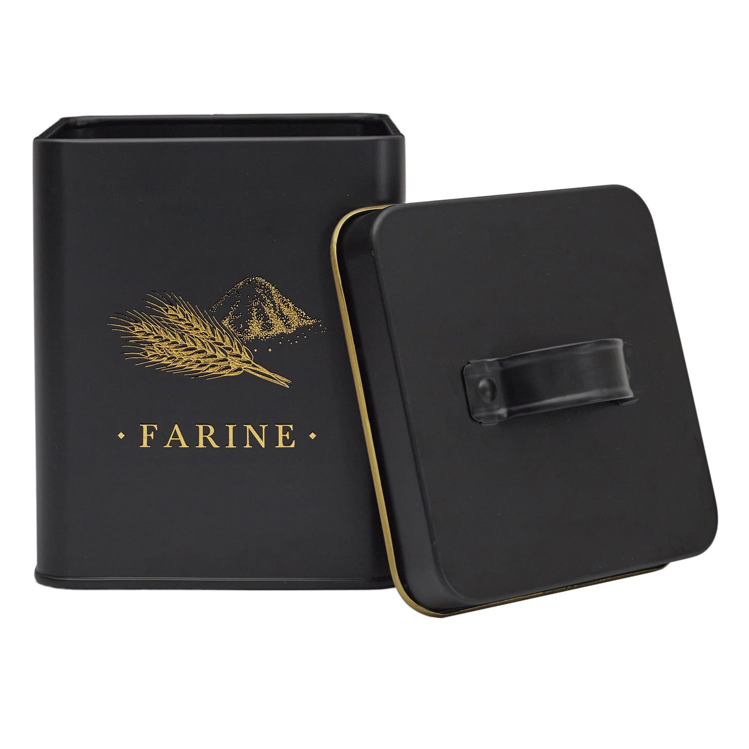 BOITE METAL NOIR ET DORE FARINE