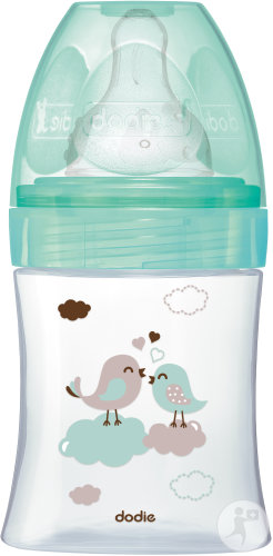 Dodie Biberon Initiation+ Verre Vert Oiseaux 0-6 Mois Tétine Ronde Débit 1 150ml