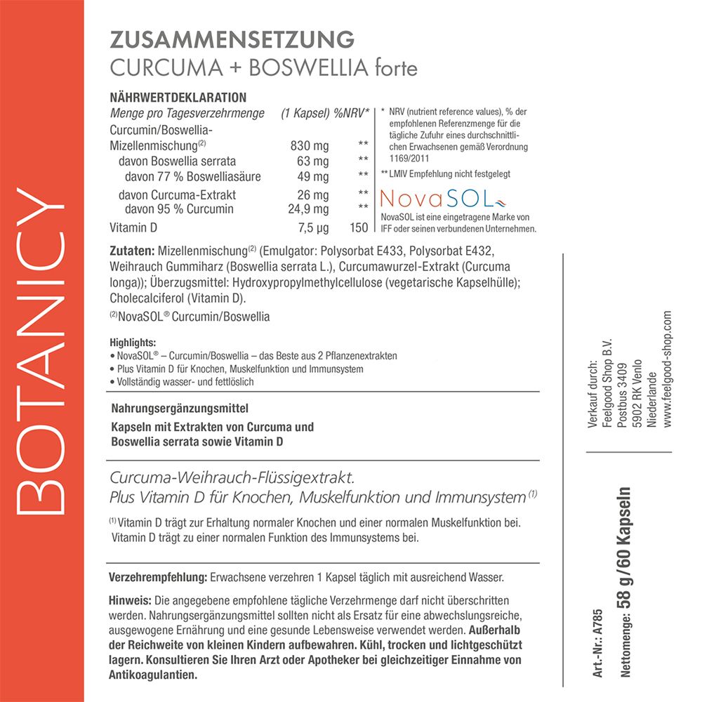 CURCUMA + BOSWELLIA forte – Kurkuma Weihrauch Kapseln