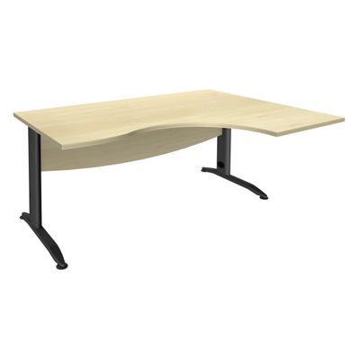 Bureau compact à droite IDRA - L160 cm - Pieds anthracite - plateau imitation Erable (Pieds de renfort obligatoire à rajouter - non inclus)