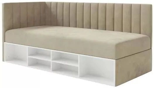 Dickins - Jeugdbed - Lichtbeige - Fluweel/Spaanplaat