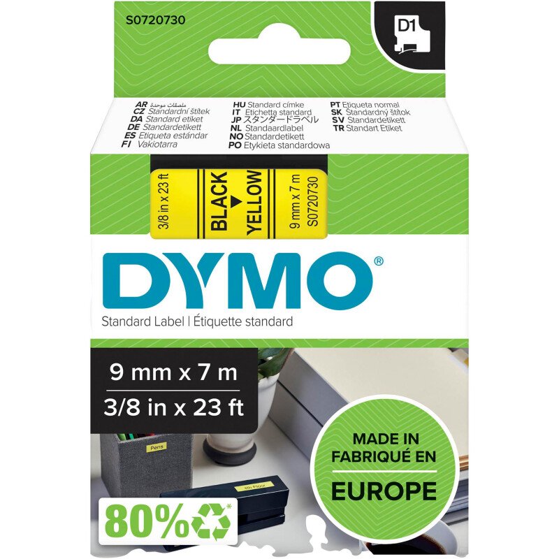 Ruban polyester Dymo D1 9 mm écriture noire