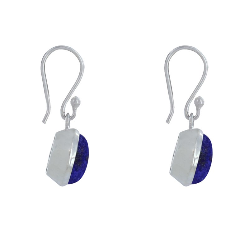 Boucles d'Oreilles Argent Crochet Petit Ovale de Lapis Lazuli