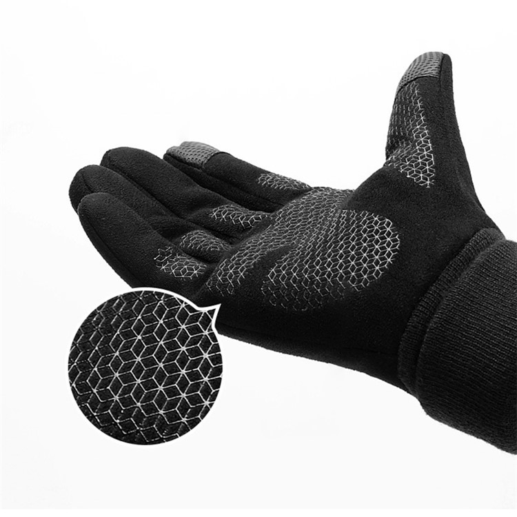 (1 Paar) Gr. L Fleece Handschuhe Kapazitive Herren Touchscreen Handschuhe für Smartphone / Tablet - Schwarz