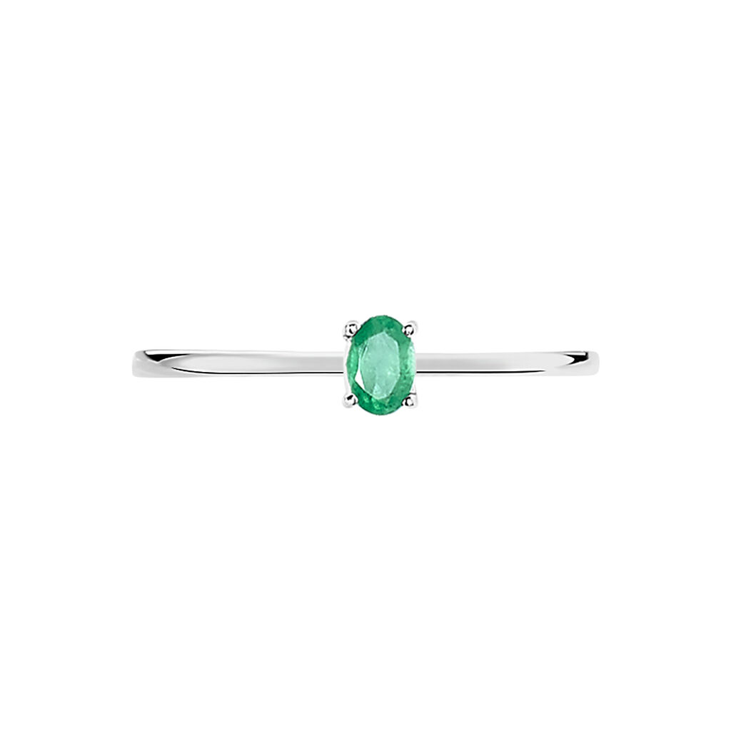 Bague Solitaire Dota Or Blanc Emeraude