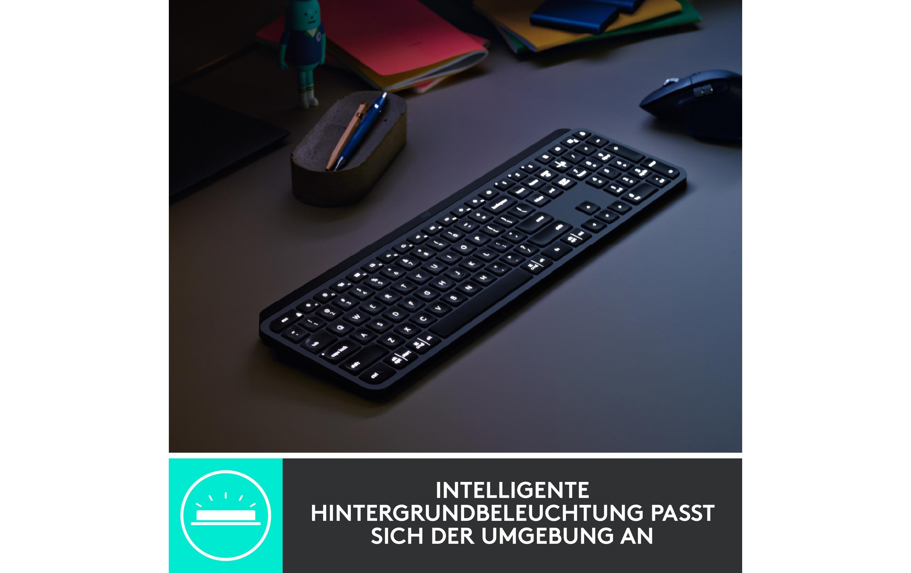 Tastatur Mx Keys for Business<br>Komfortable Business-Tastatur mit «Logitech Flow»-Technologie und Logi Bolt Empfänger