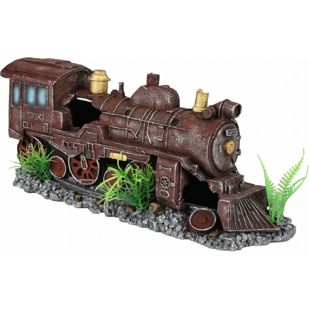 Locomotive rouge hektor. 35 x 10 x 15 cm. Décoration aquarium.