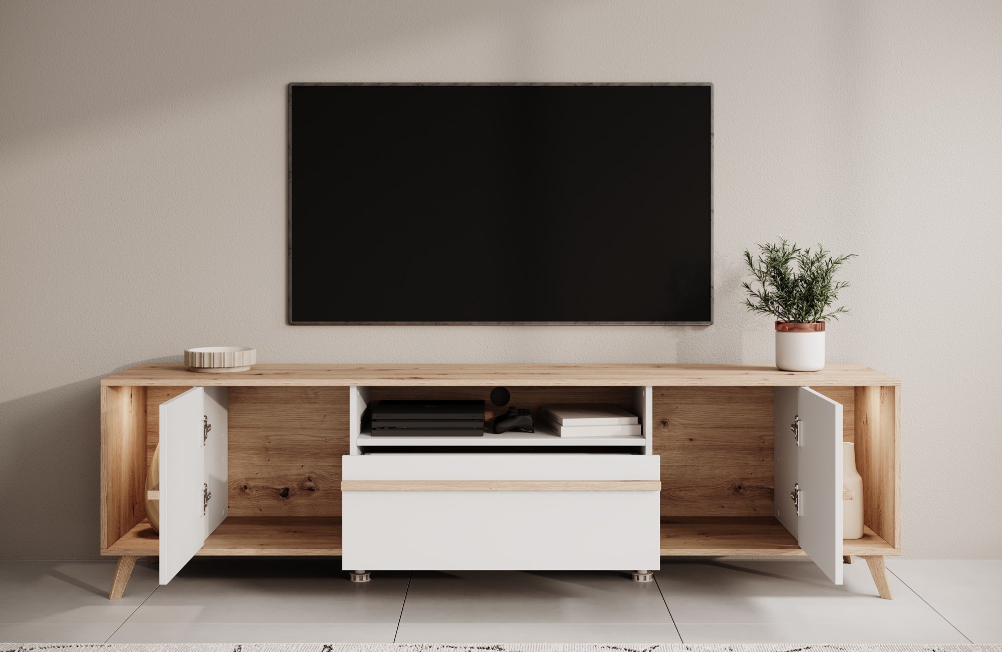 Meubella - TV-Meubel Oswald - Wit - 189 cm