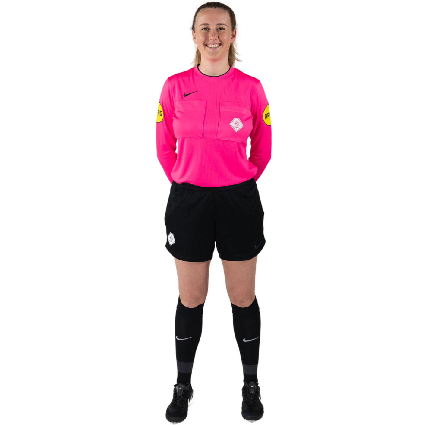 Nike KNVB Scheidsrechterstenue Lange Mouwen 2024-2026 Dames Roze Zwart