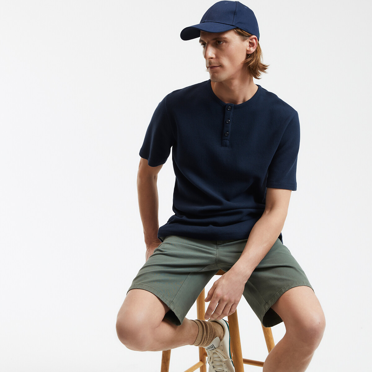COLEÇÃO LA REDOUTE<br>Camiseta com gola túnica e mangas curtas