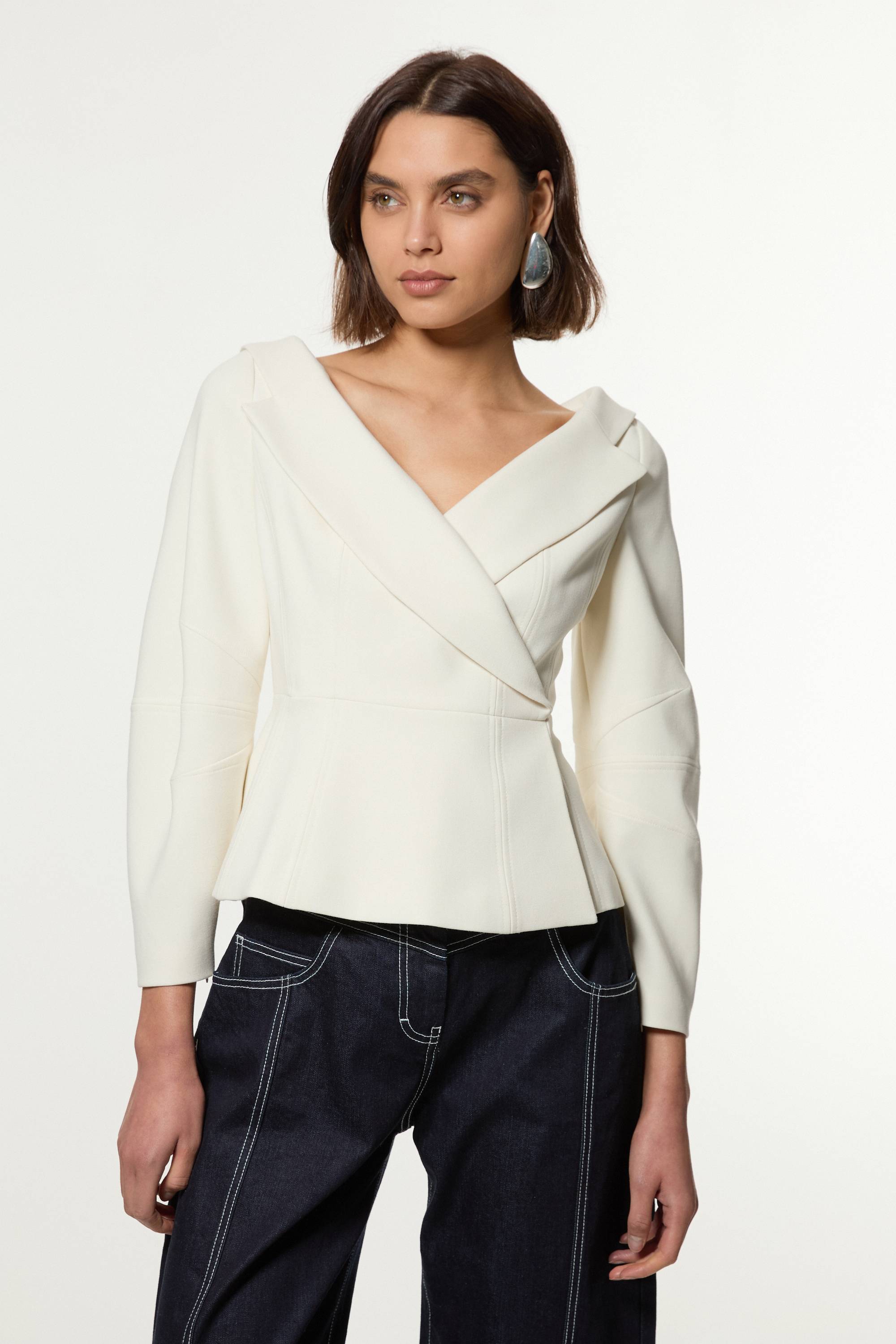 KarenMillen Veste peplum asymétrique ajustée en stretch compact