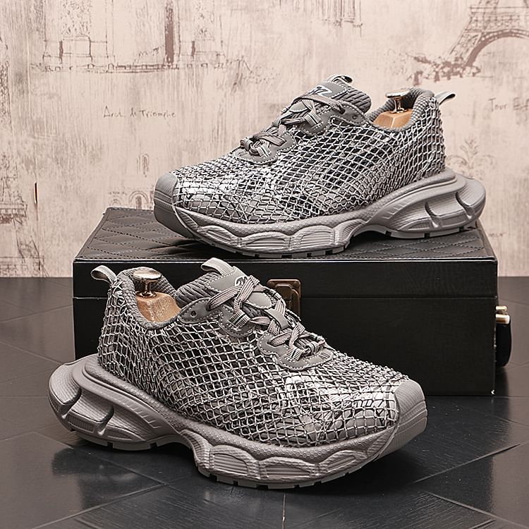 Mr Ozera - Platform Panel Mesh Overlay Sneakers