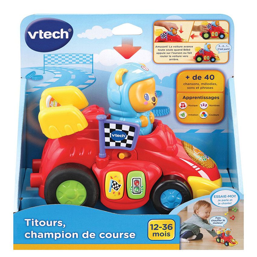 Jouet 1er âge Titours champion de course - Ecru