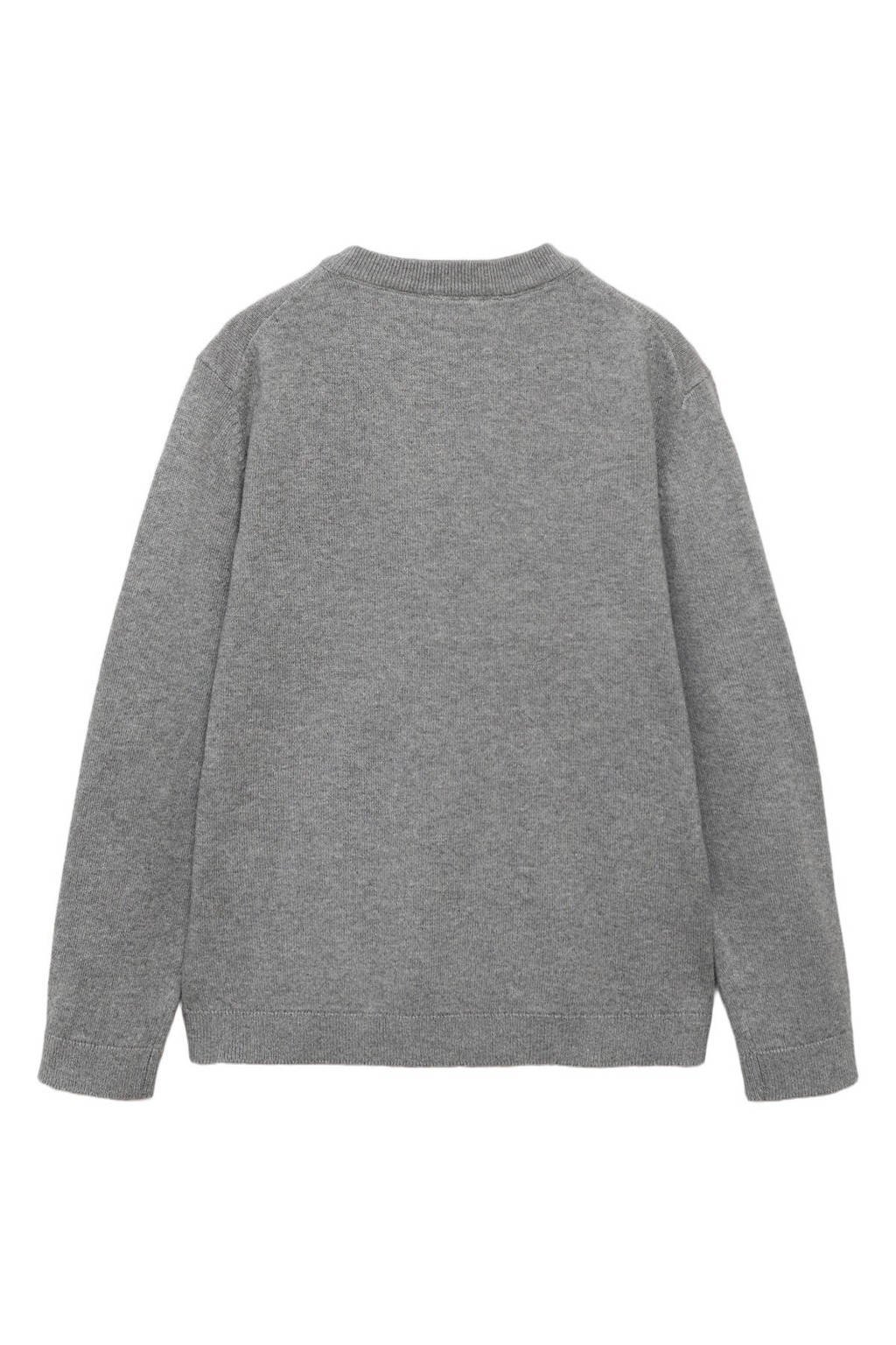 Mango Kids pullover grijs melange fijn gebreid