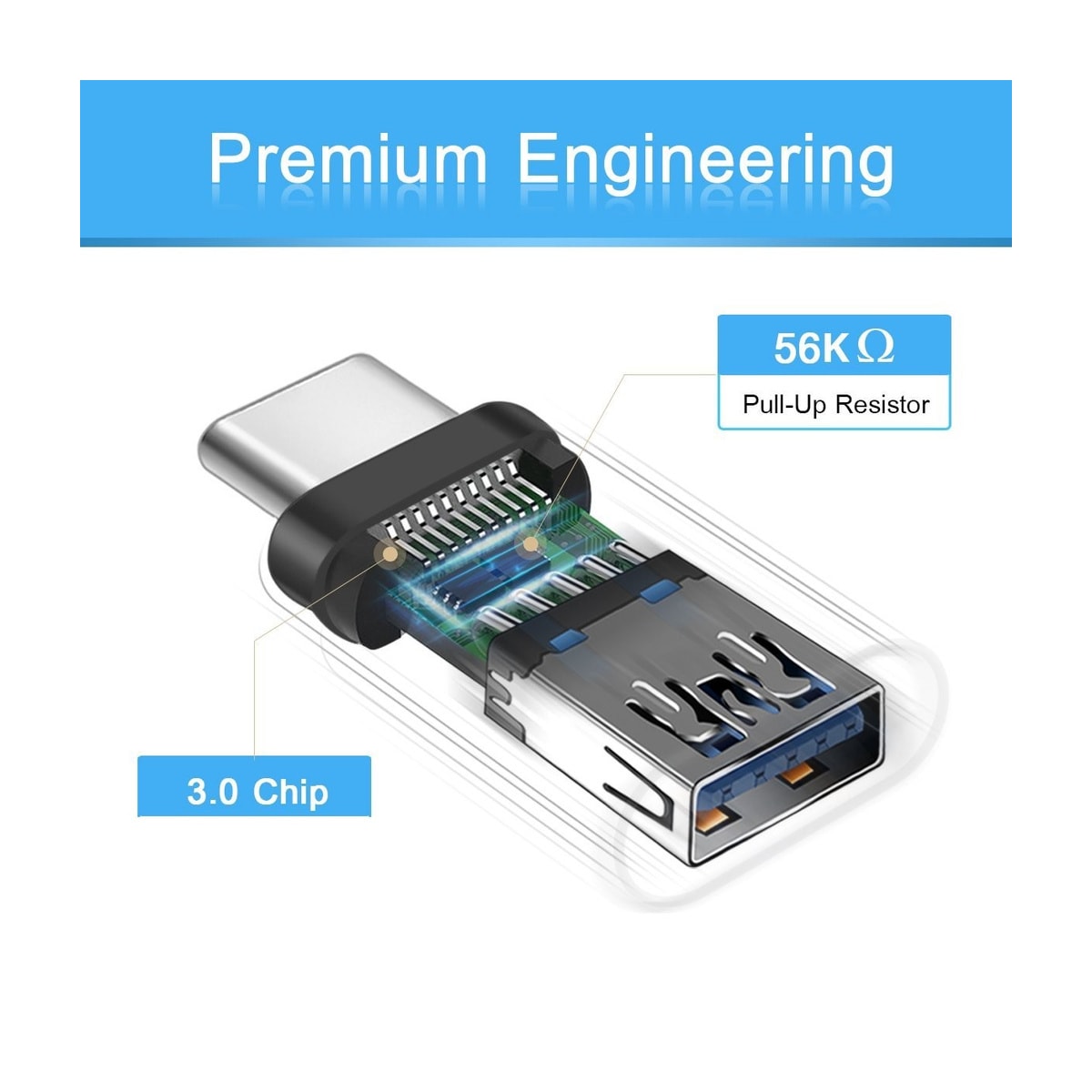 Adapter USB-C (hann) til USB 3.0 (hun) Rosa