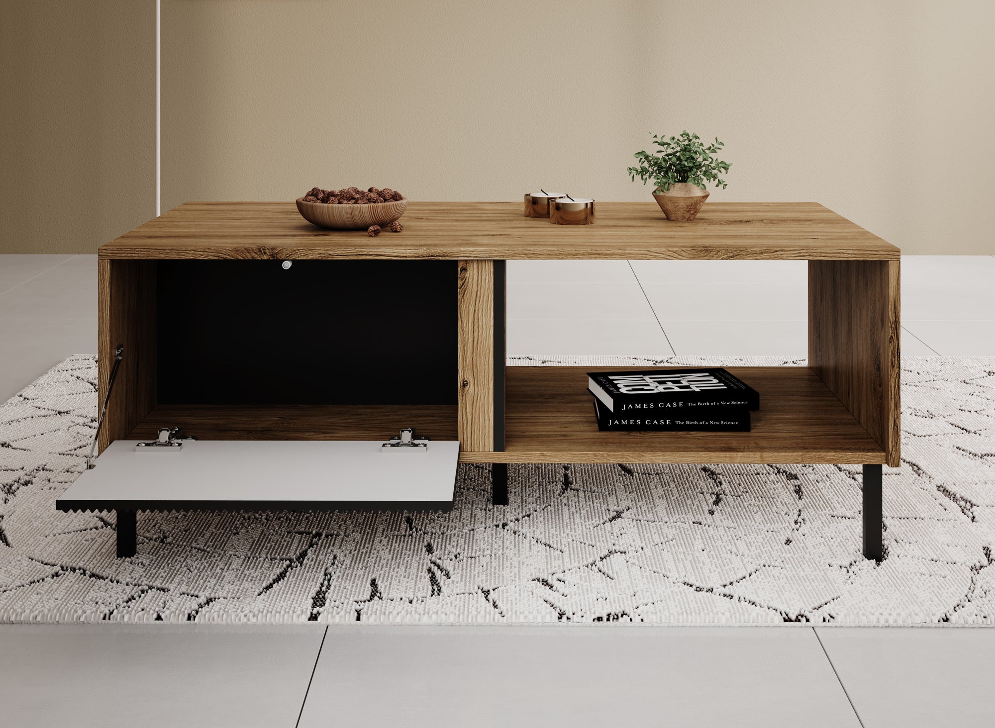 Margareth - Salontafel met opbergruimte - Eiken
