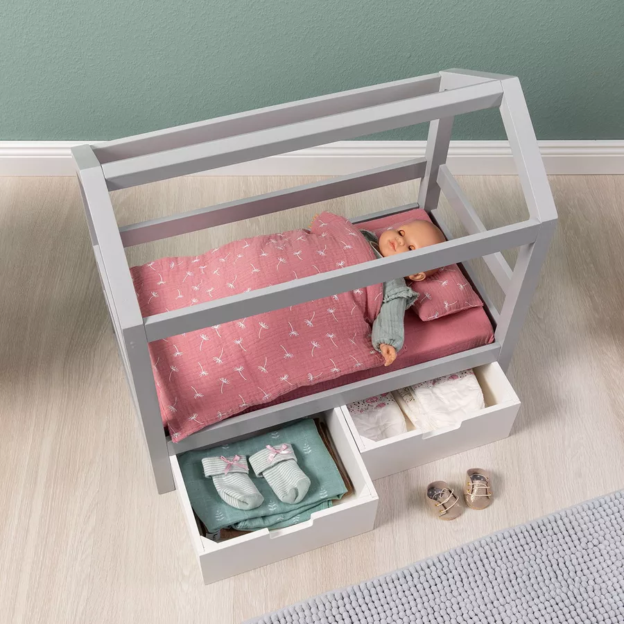 MUSTERKIND® Puppen-Hausbett Viola grauweiß