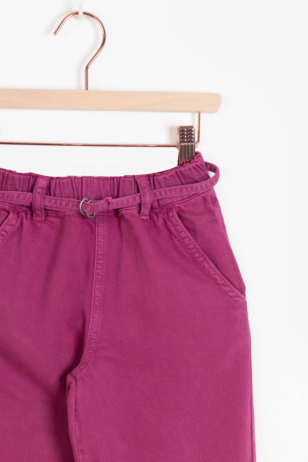 Paarse mid rise straight leg twill broek