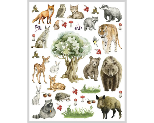 Mini stickers voor kinderen, bosdieren, 40 stuks.