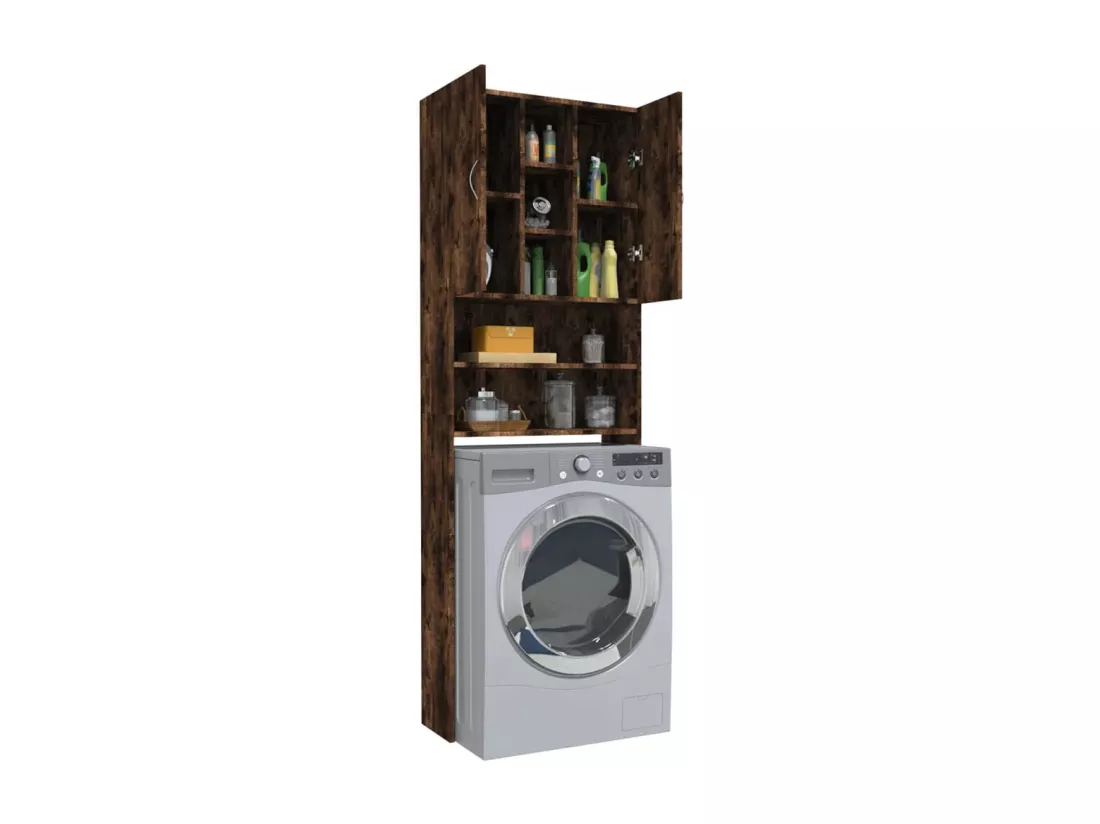 Meuble pour machine à laver Chêne fumé 64x25,5x190 cm