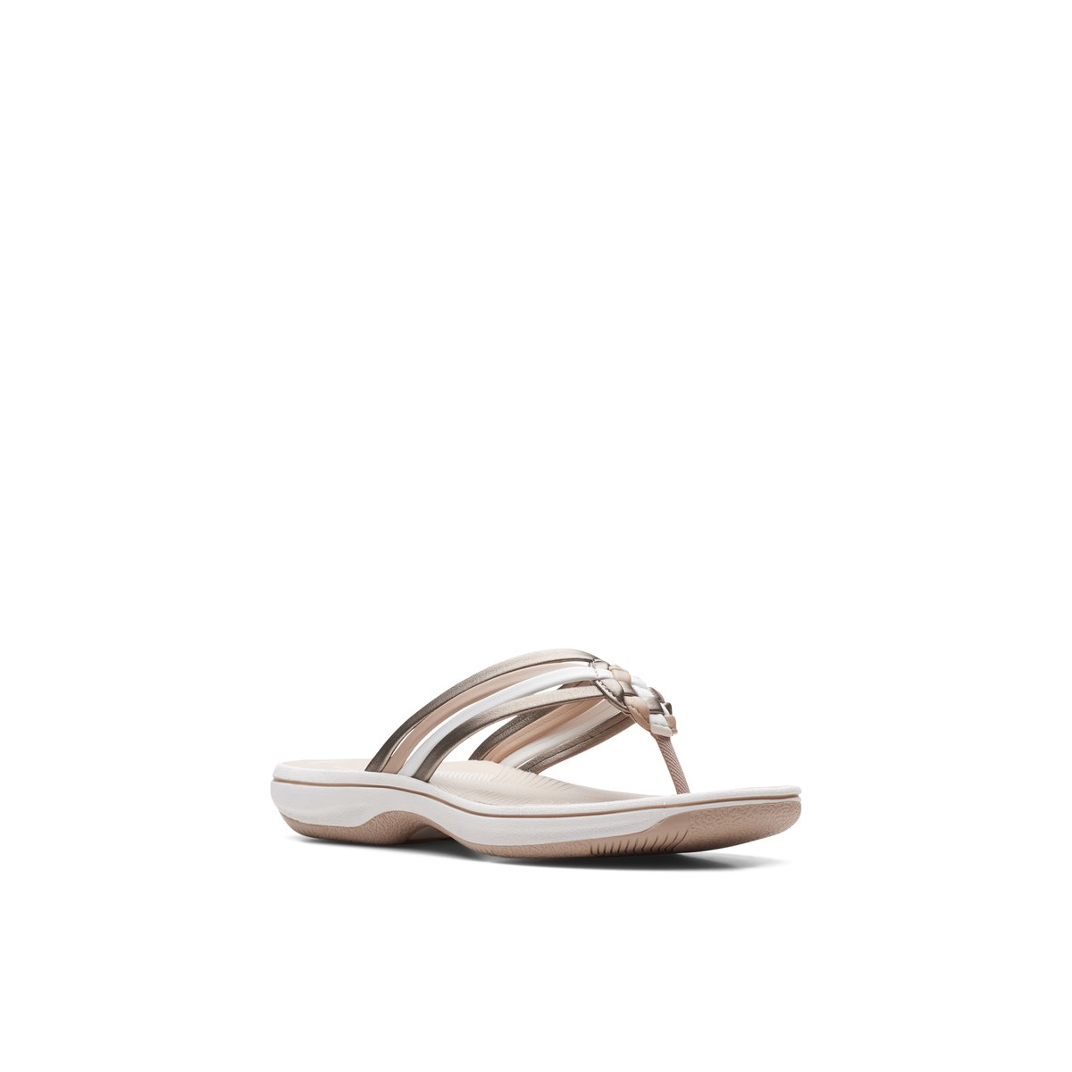 CLARKS-Breeze_coral-Tongs sandales à talon plat - Talon plat - Multi Métallique