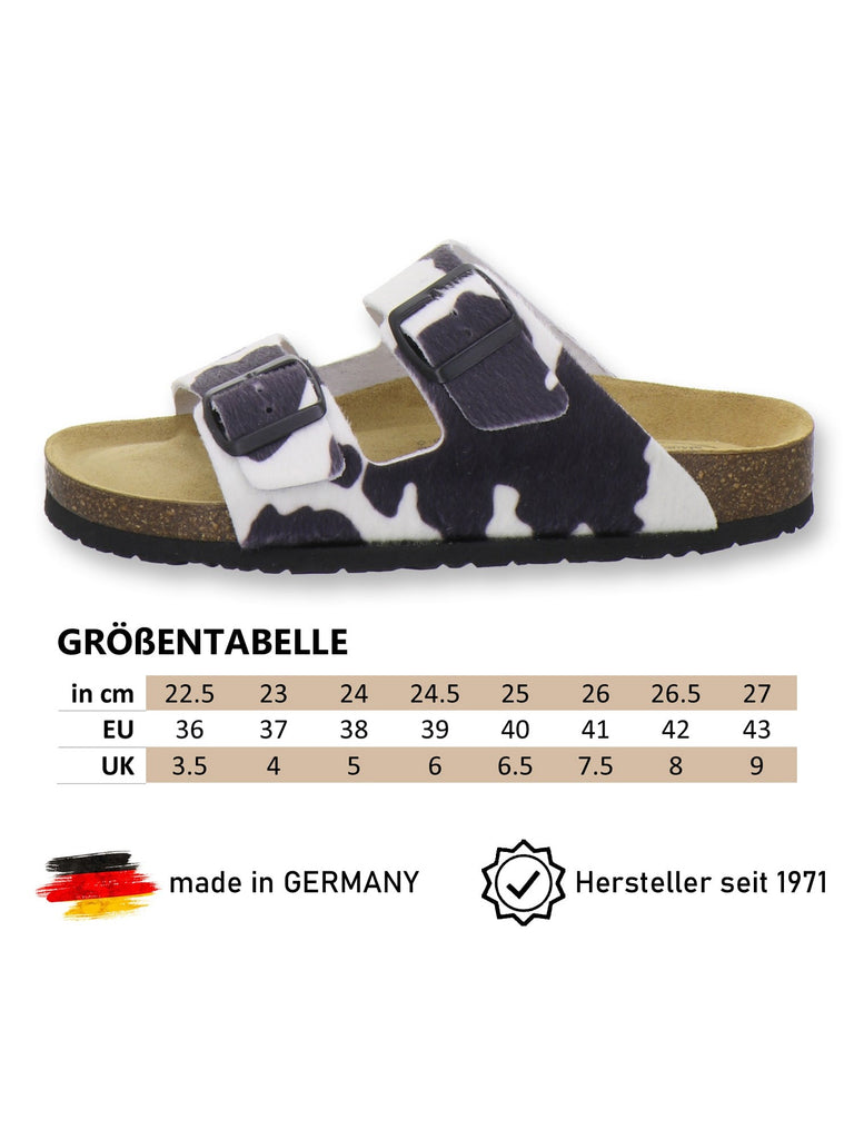 Pantoletten Damen Zweischnaller Kuh-weiß