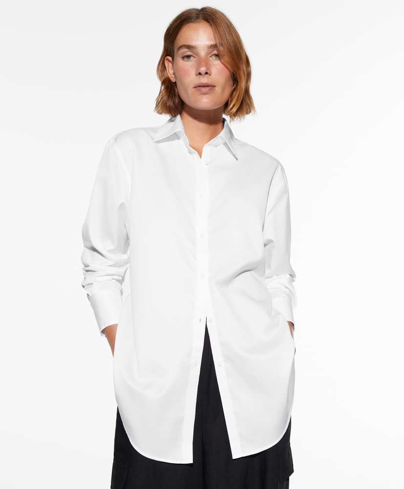 Camisa comprida, fácil de passar, 100% algodão