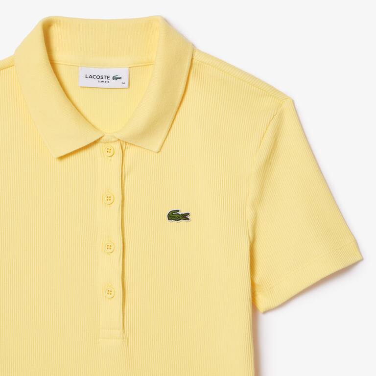 Polo L.12.D slim fit en coton côtelé Manches Courtes - Jaune - Lacoste - Femme