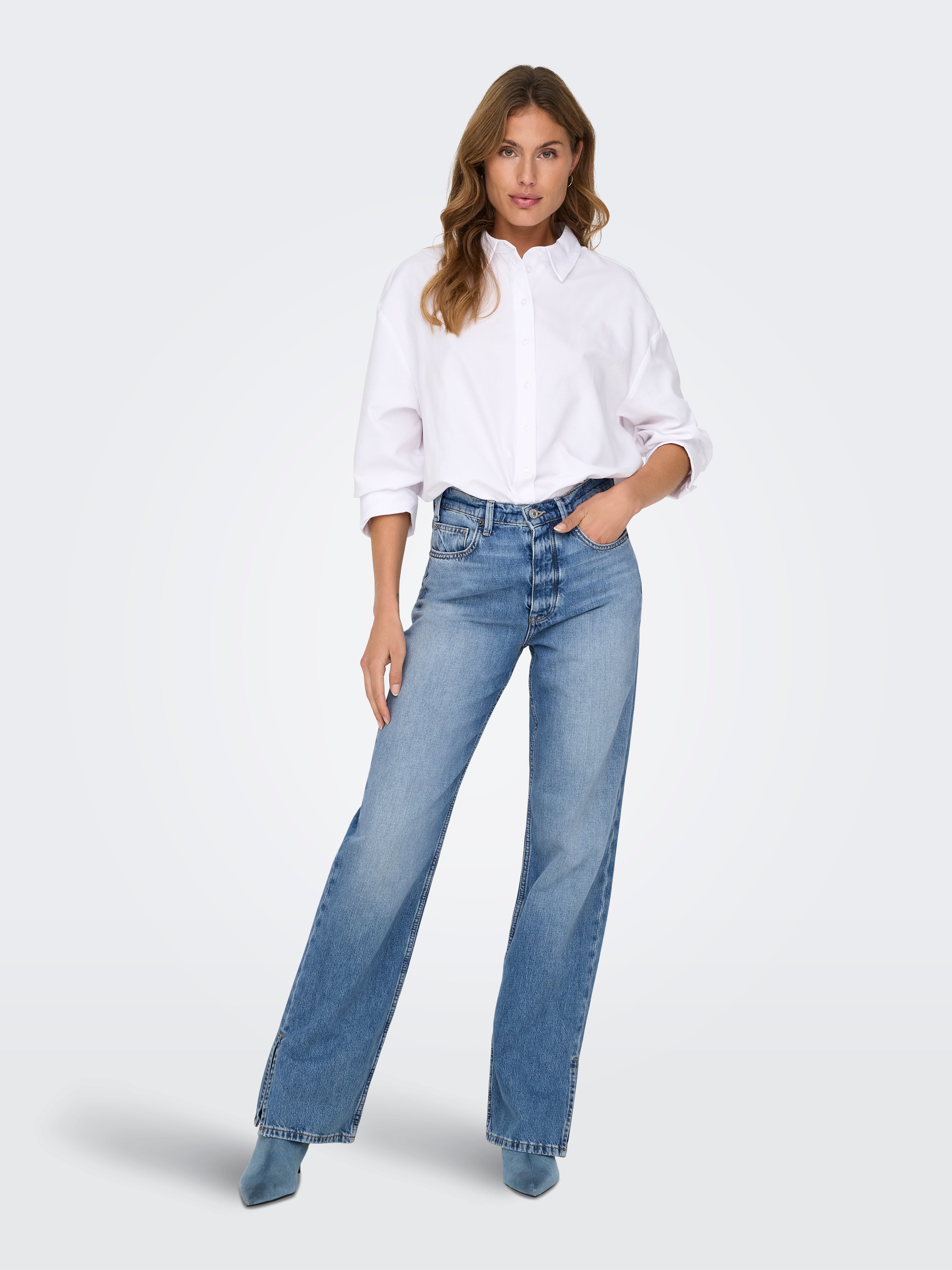 ONLMISCHA Hohe Taille Gerade geschnitten Jeans Medium Blue Denim