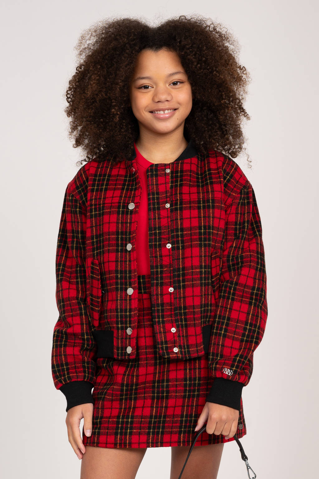 NIK&NIK geruitetussenjas Tartan rood/zwart