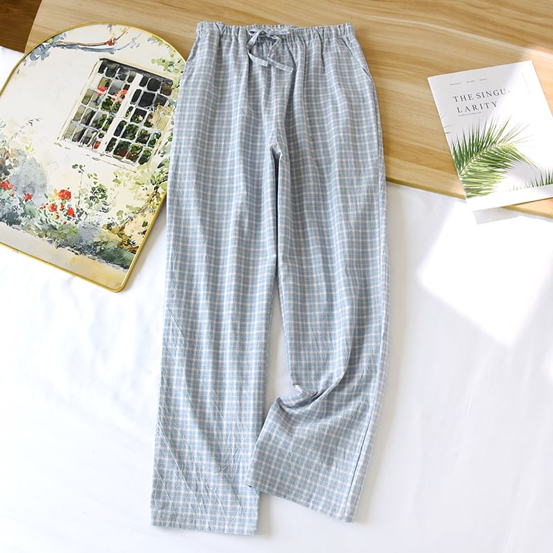 Dogini - Bijpassende pyjamabroek met trekkoord in de taille en ruitmotief (verschillende ontwerpen)