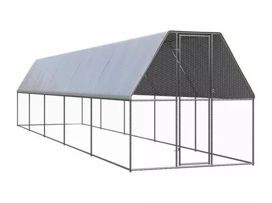 Poulailler d'extérieur 2x10x2 m Acier galvanisé