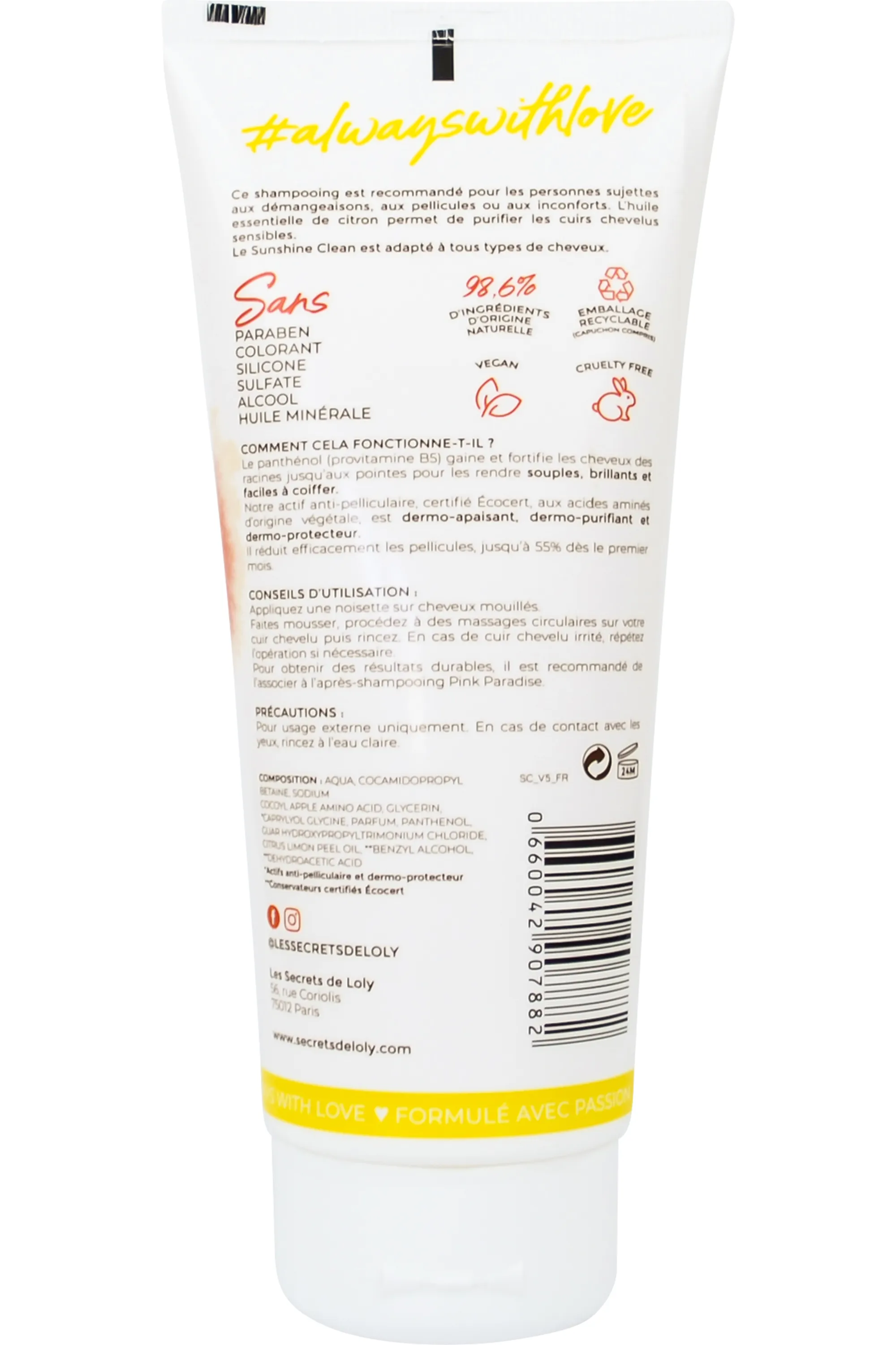 Les Secrets de Loly Shampoing cuir chevelu sensible Sunshine Clean-200 ml