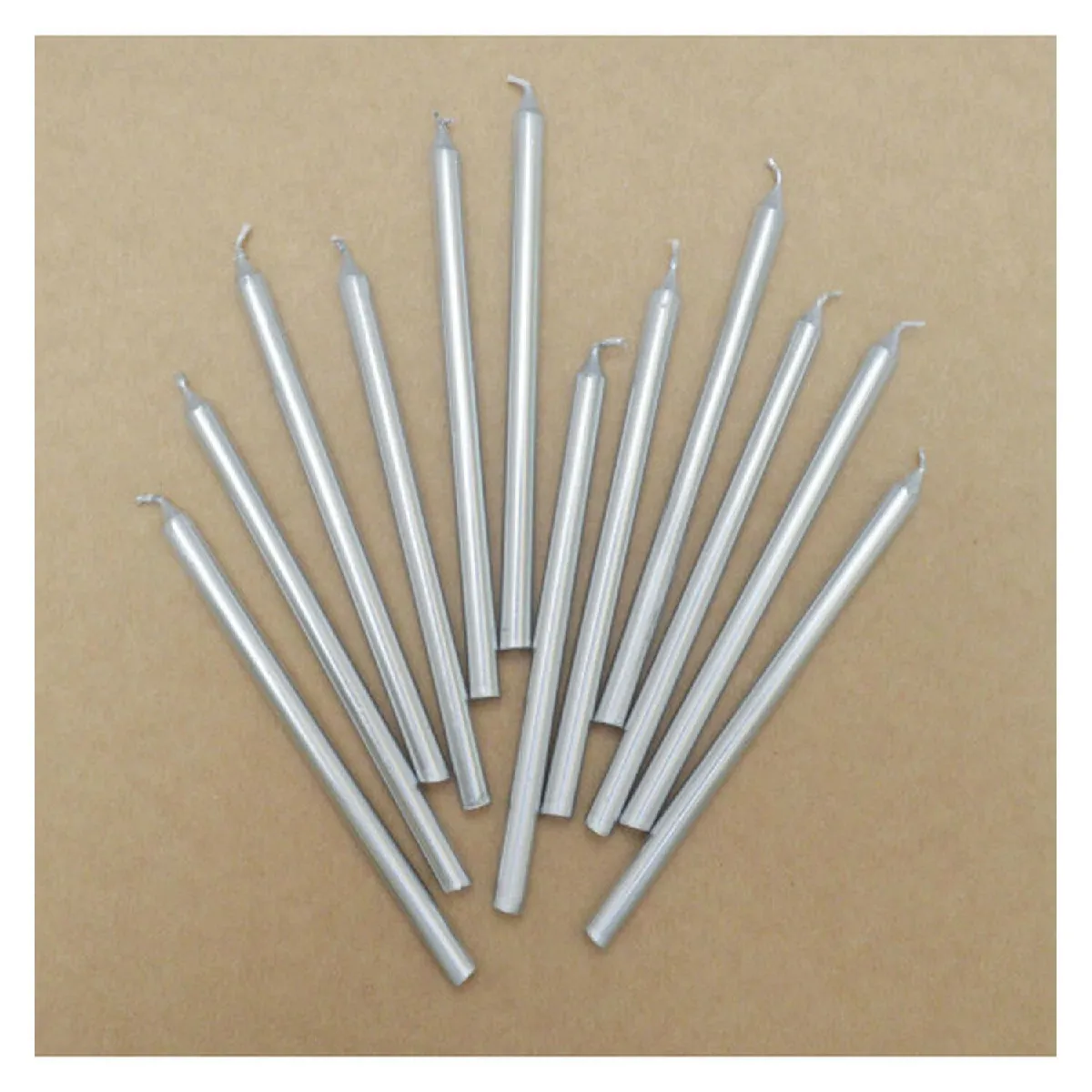 ScrapCooking 12 Bougies Longues Argentées 12cm