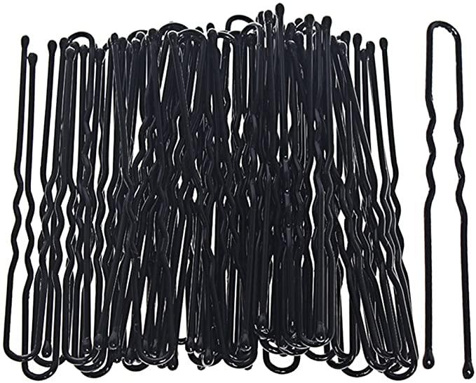 (100er Set) Metall Haarklammern Bobby Pin Haarspangen mit abgerundeter Spitze - Schwarz