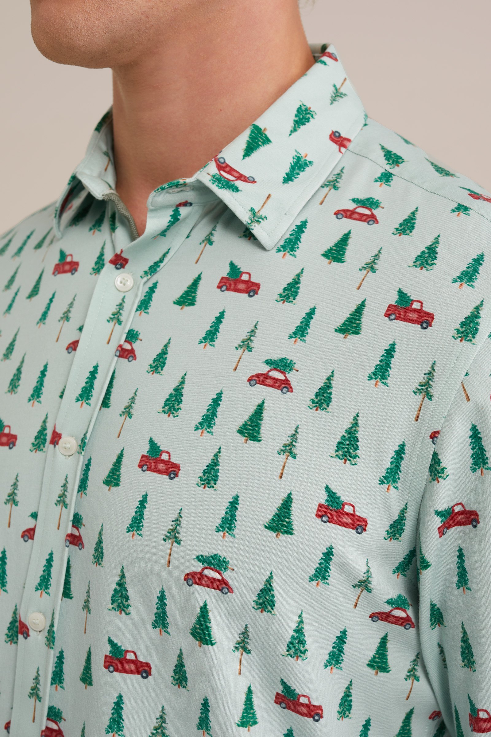 jersey overhemd met feestlijke print WE Fashion Mintgroen