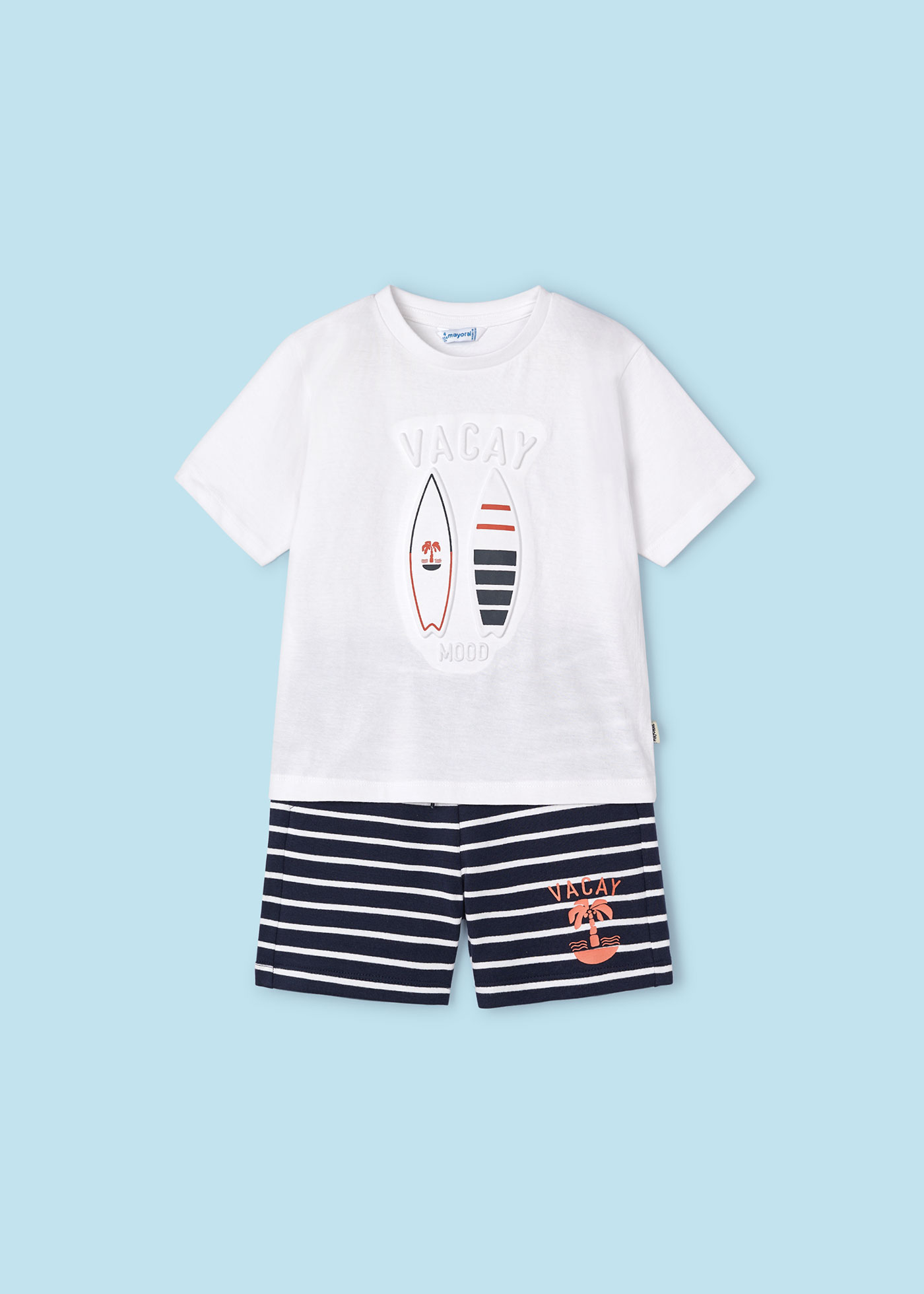 Conjunto listrado de duas peças Better Cotton para meninos, cor Melancia.