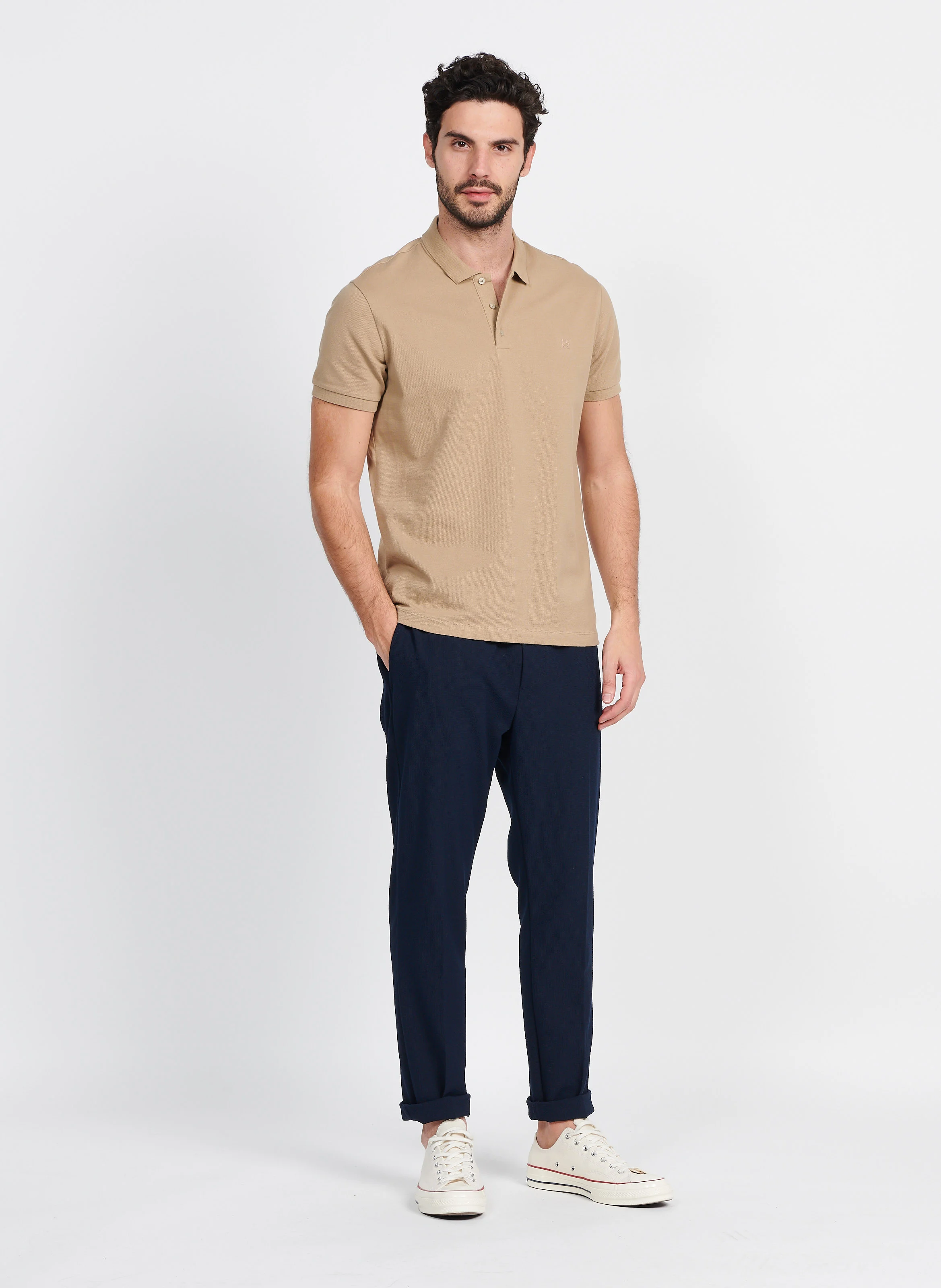 Pantalon carotte élastique | Bleu