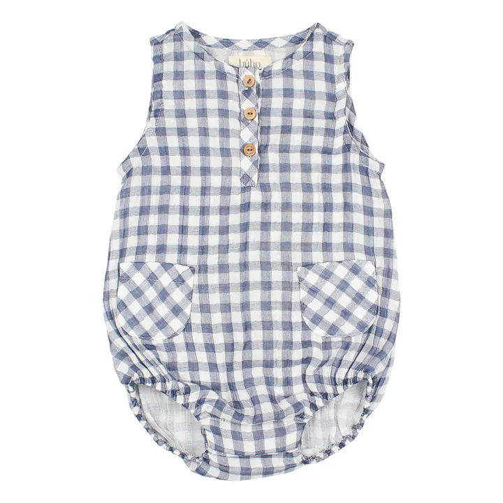 Búho Barboteuse Vichy Mousseline | Bleu