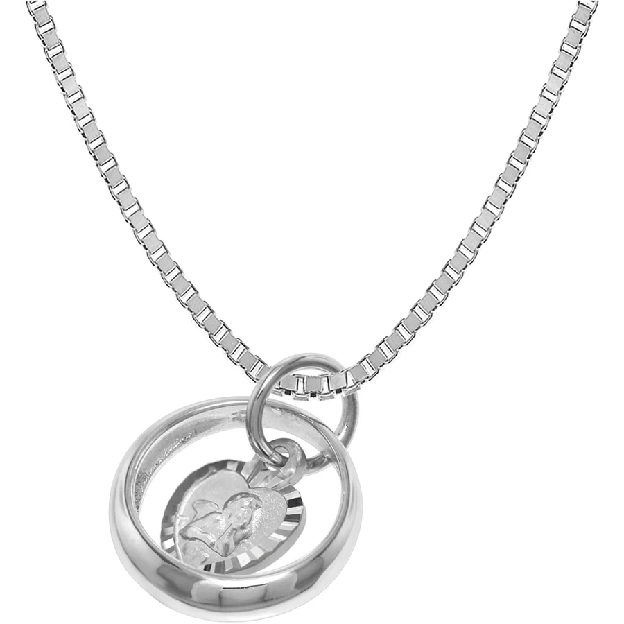 trendor Taufkette 925 Silber Taufring mit Engelherz silver