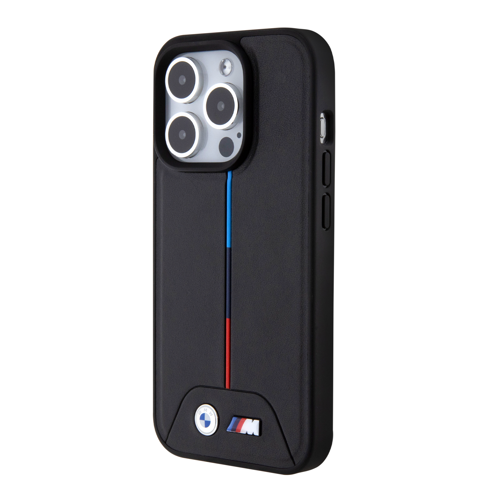 iPhone 15 Pro MagSafe Leder Hardcase Hülle Quilted Tricolor (BMHMP15L22PVTK) - Schwarz