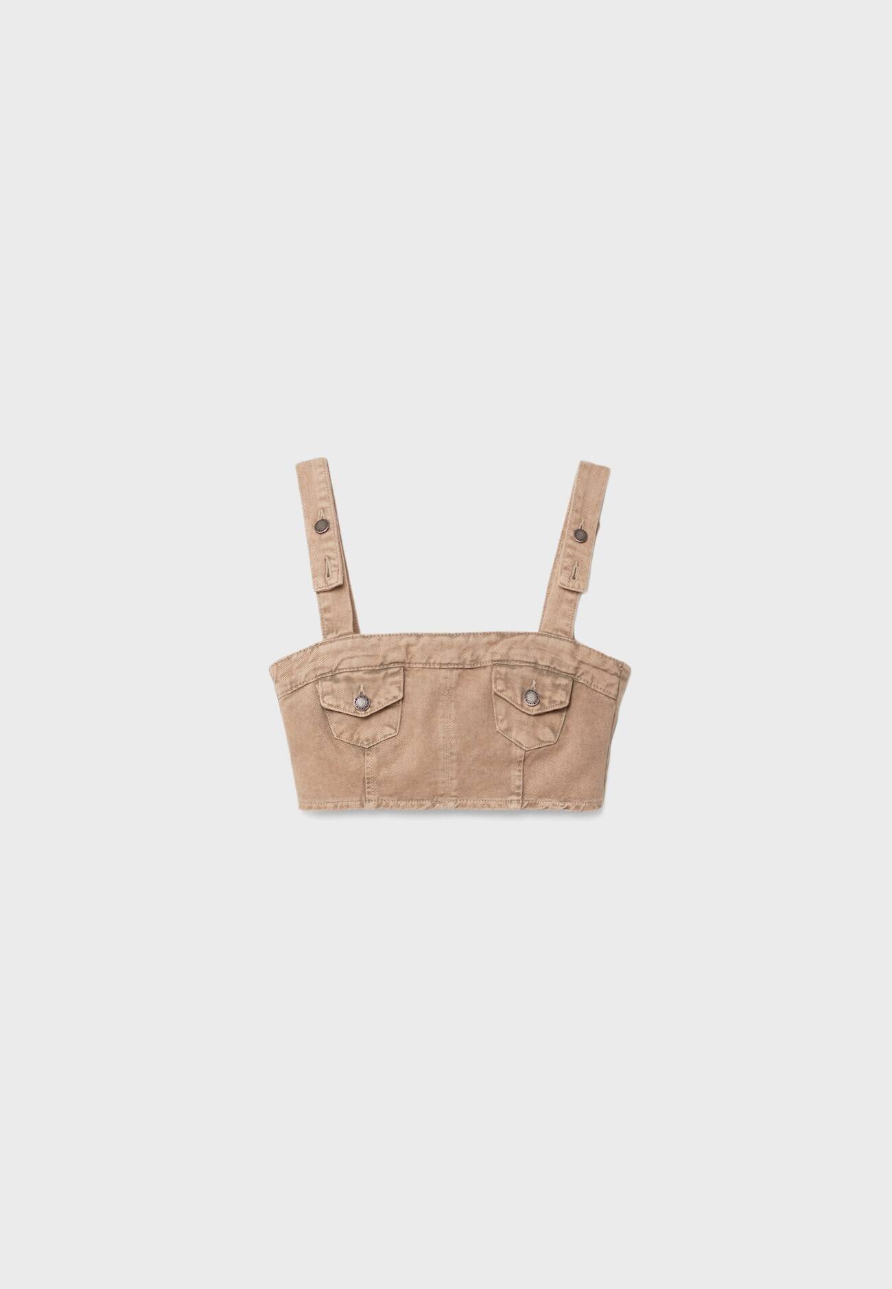 Top cropped com bolsos