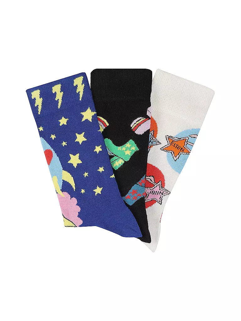 HAPPY SOCKS Damen Socken ELTON JOHN 3er Pkg. 36-40 black schwarz
