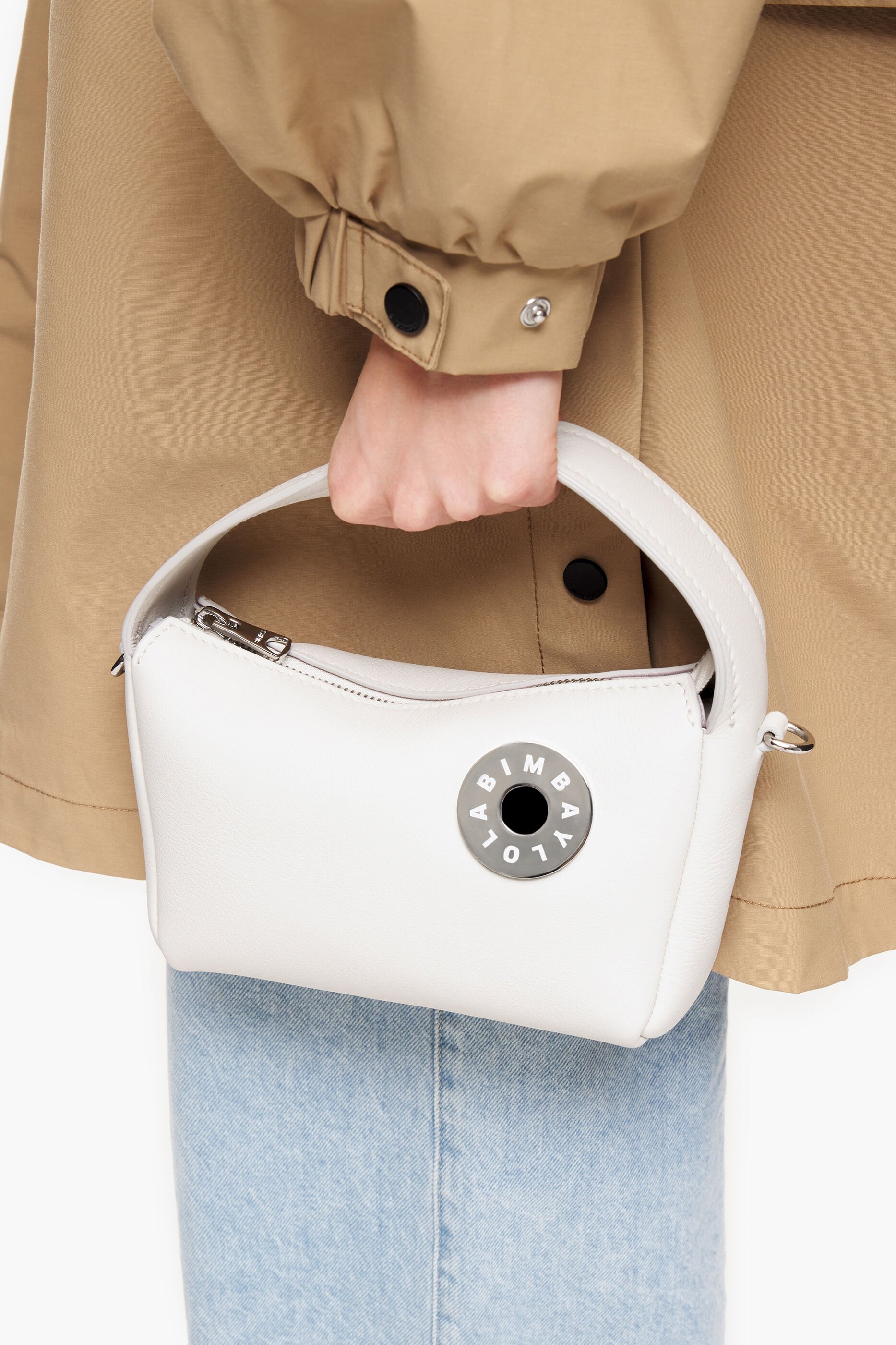 Bolsa hobo de couro branco tamanho P