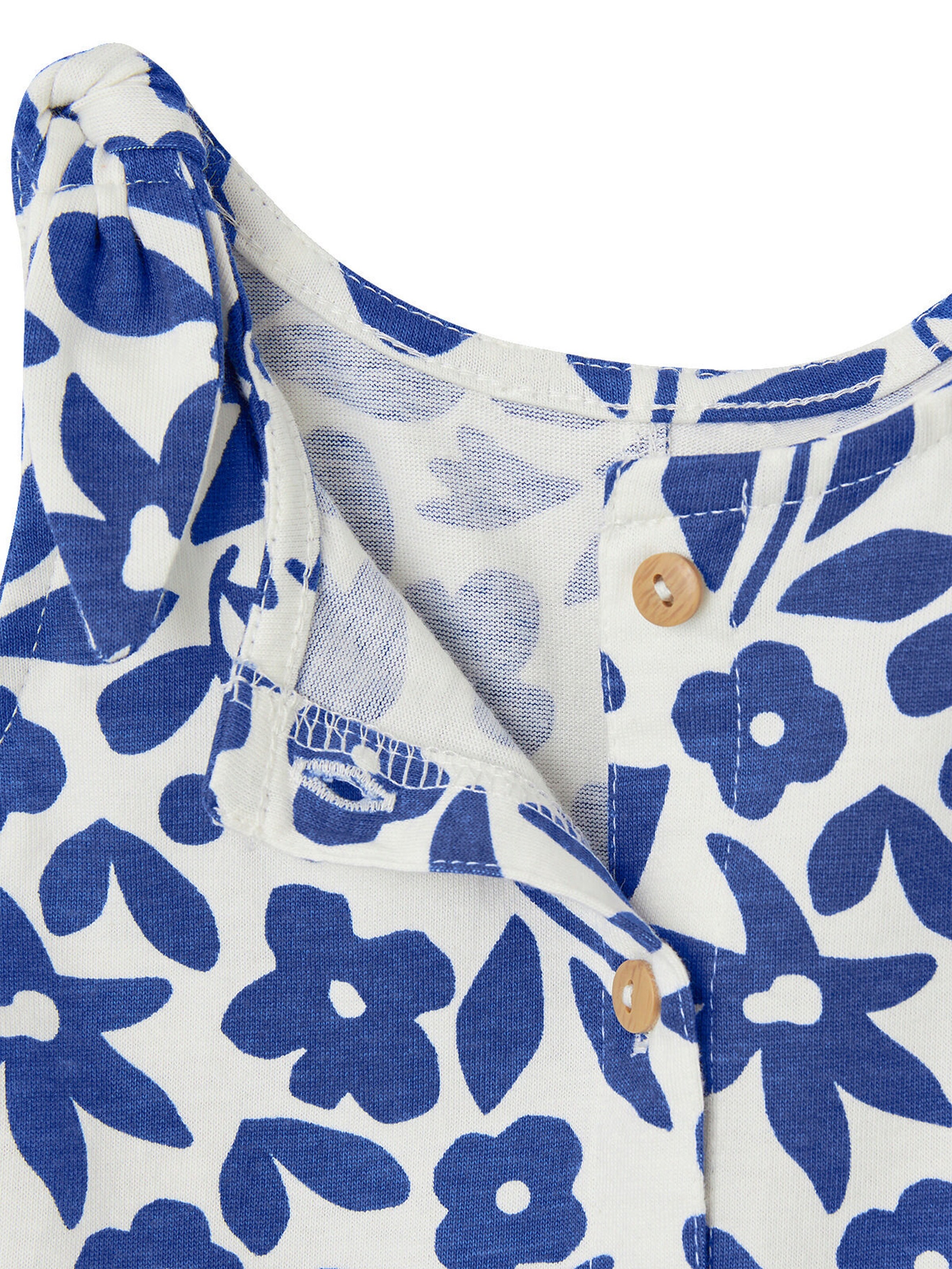 Vertbaudet Mädchen Baby Sommer-Overall blau bedruckt