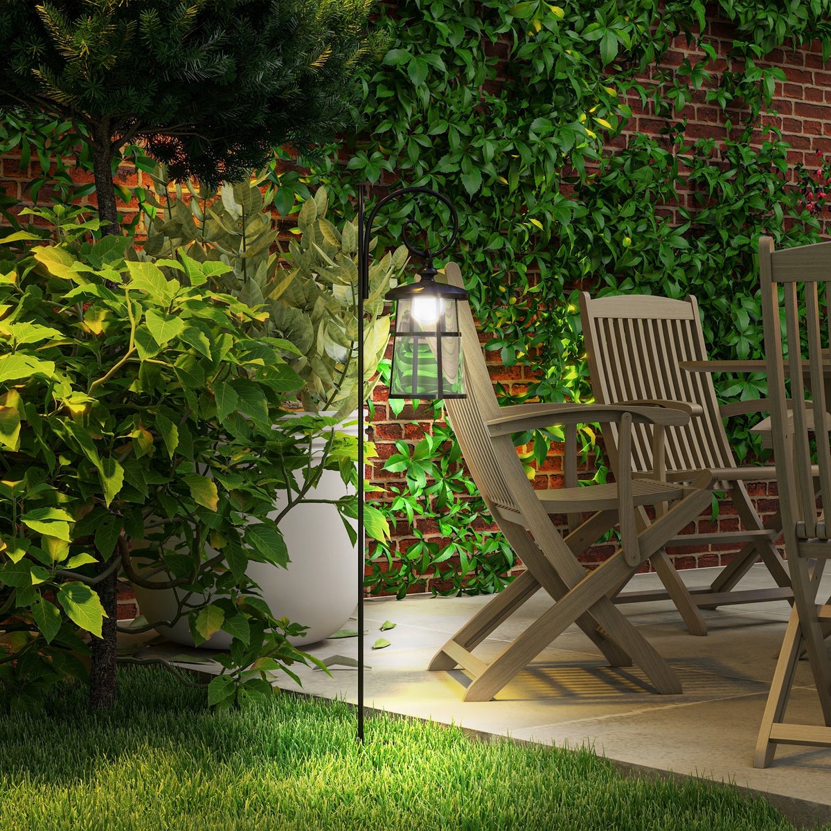 Outsunny Solar Tuinlantaarn, 122 cm LED Tuinlamp met Koel Wit Licht, Afneembare Lampbehuizing, voor Buitengebruik, Ø16 x 30H cm, Metaal, PE, Zwart