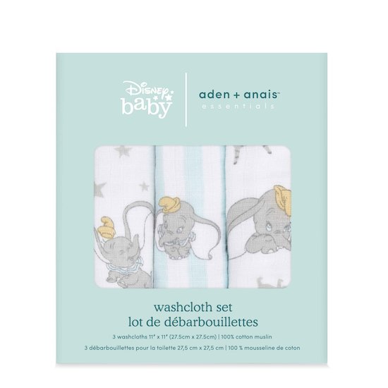 Lot de 3 Débarbouillettes   Dumbo        de               aden + anais essentials