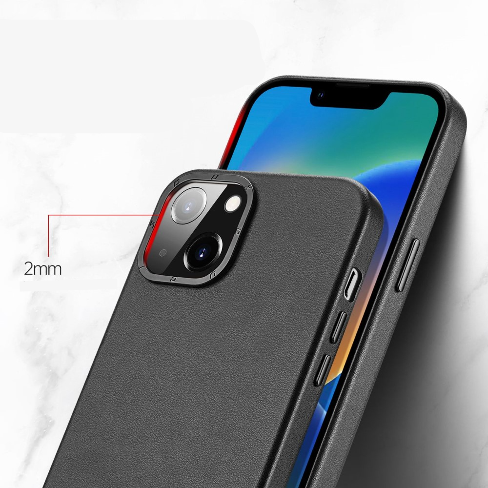 iPhone 14 MagSafe Hardcase Leder Hülle Back Case - Schwarz
