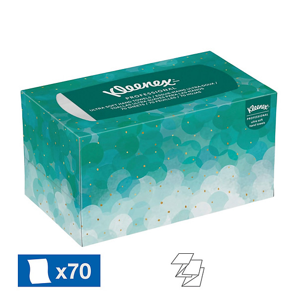 Essuie-mains enchevêtrés Kleenex Ultra Soft, boîte distributrice de 70 feuilles