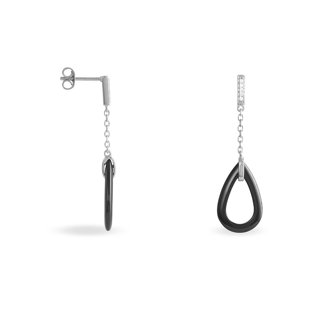 Boucles D'oreilles Pendantes Amaris Argent Blanc Céramique Et Oxyde